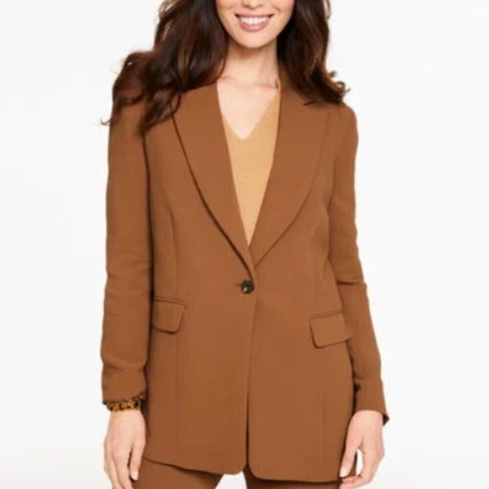 Talbots Polished Crepe Single‑Button Blazer – Sierra Brown – Size 4 NWT